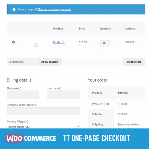Screenshot Frontend WooCommerce - Checkout page