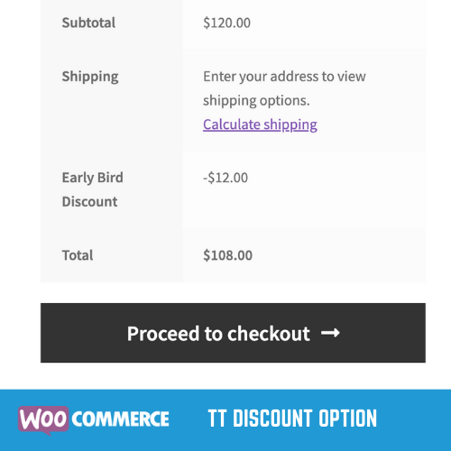 Frontend WooCommerce Cart Page with TT Discount Option